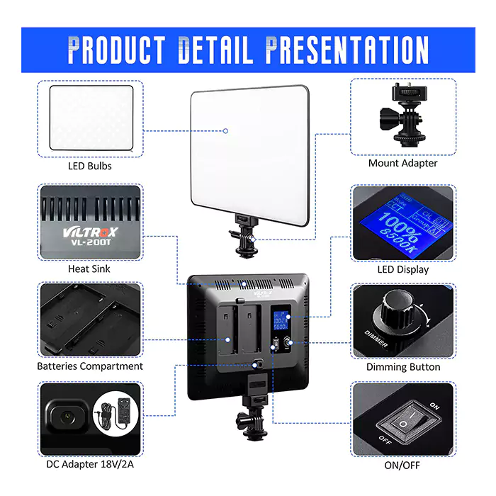 Viltrox VL-200T Bi-Color LED Video Light Panel