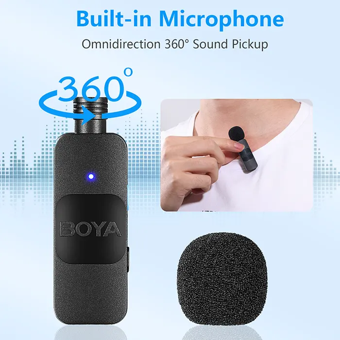 BOYA BY-V10 Ultracompact Wireless Microphone System with USB-C for Mobile (2.4 GHz)
