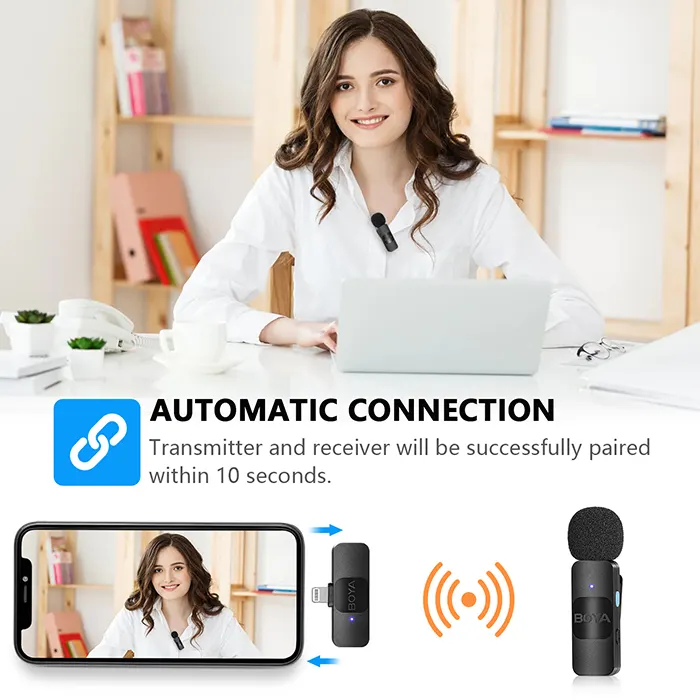 BOYA BY-V10 Ultracompact Wireless Microphone System with USB-C for Mobile (2.4 GHz)