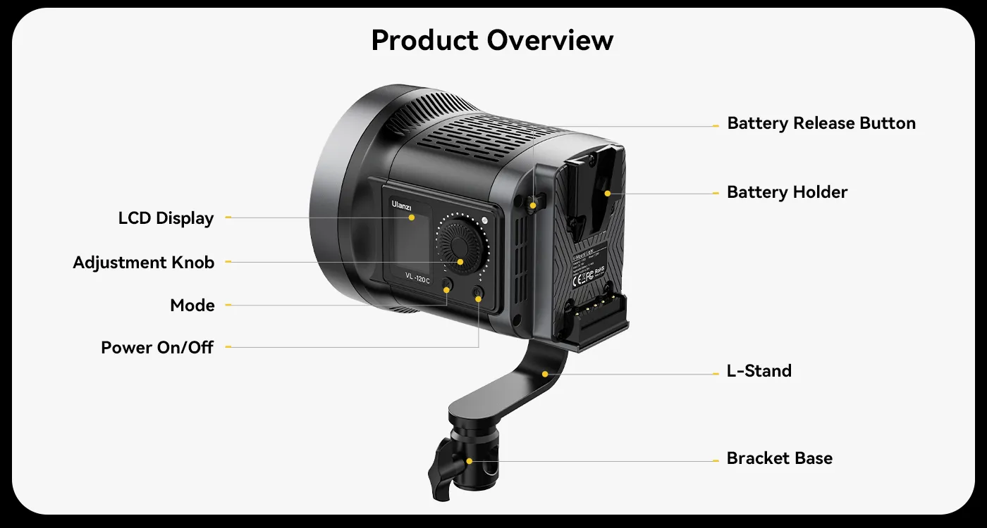 Ulanzi VL-120Bi 120W V-Mount COB Video Light