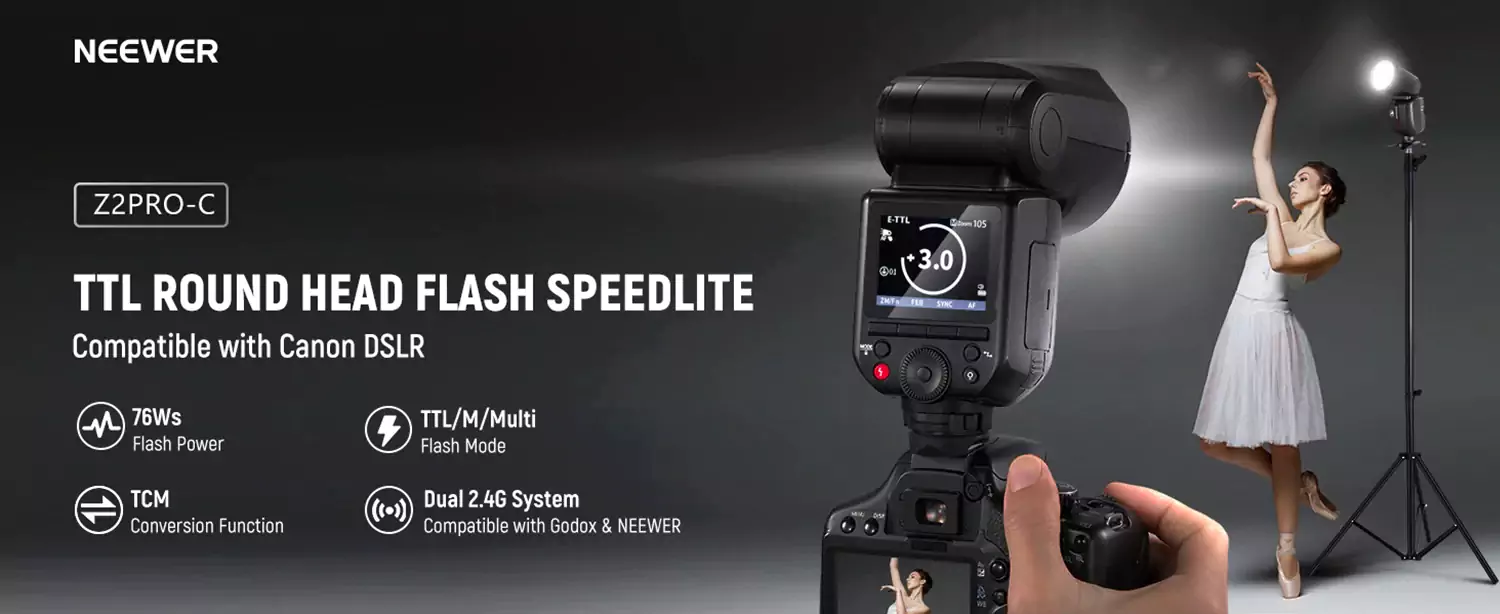 NEEWER Z2PRO TTL Round Head Flash Speedlite
