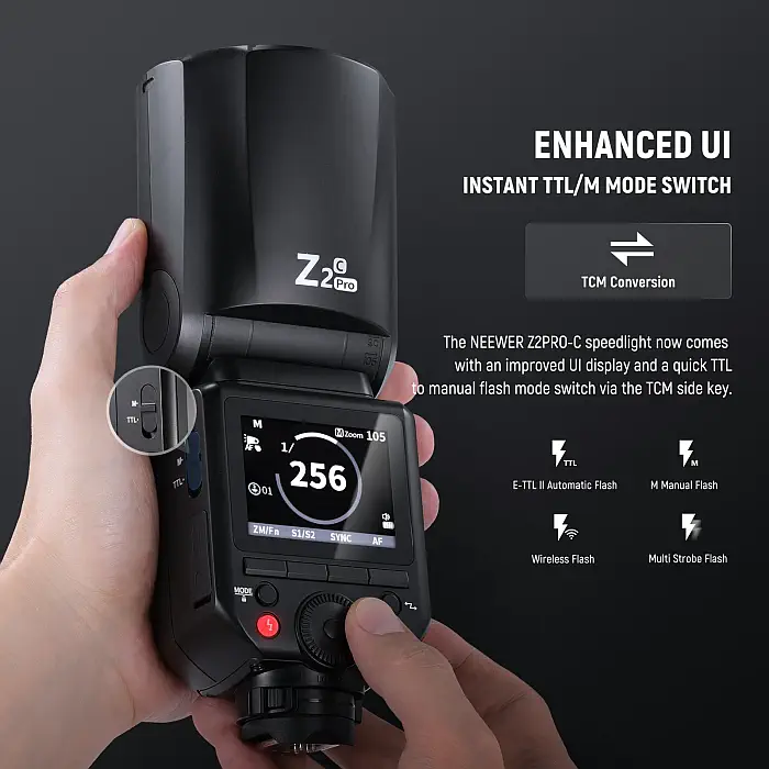 NEEWER Z2PRO-C TTL Round Head Flash Speedlite for Canon